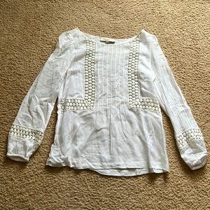 LOFT Petite S Lightweight Crochet Detail Blouse.
